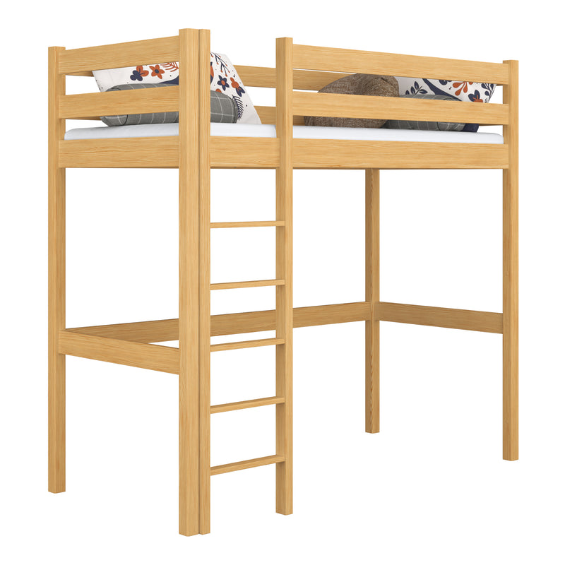 Natural Pine Wooden Loft Bed – Children’s Room, Solid Wood, Scandi Style