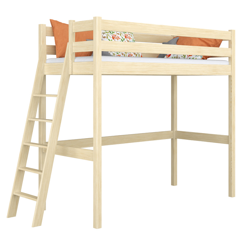 Clear Pine Wooden Loft Bed – Children’s Room, Solid Wood, Scandi Style