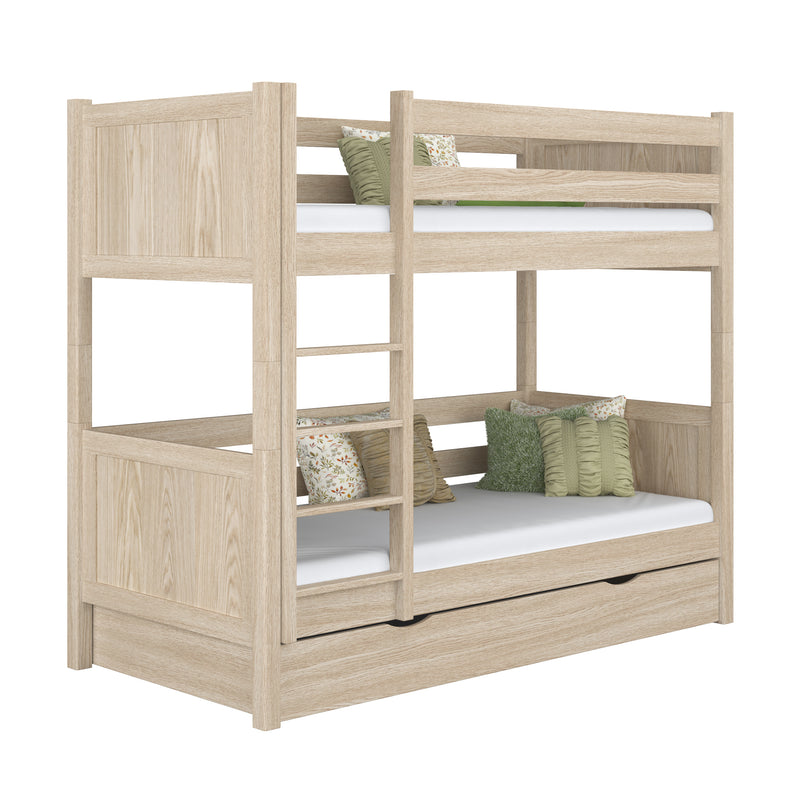 Oak Bunk Bed with Drawer Bleached Oak – Children’s Room, Solid Wood, Scandi