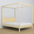 Double bed clear pine with canopy – decorative wooden frame, scandi