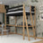Black and Oak Wooden Loft Bed with Desk – Ladder and Safety Rail