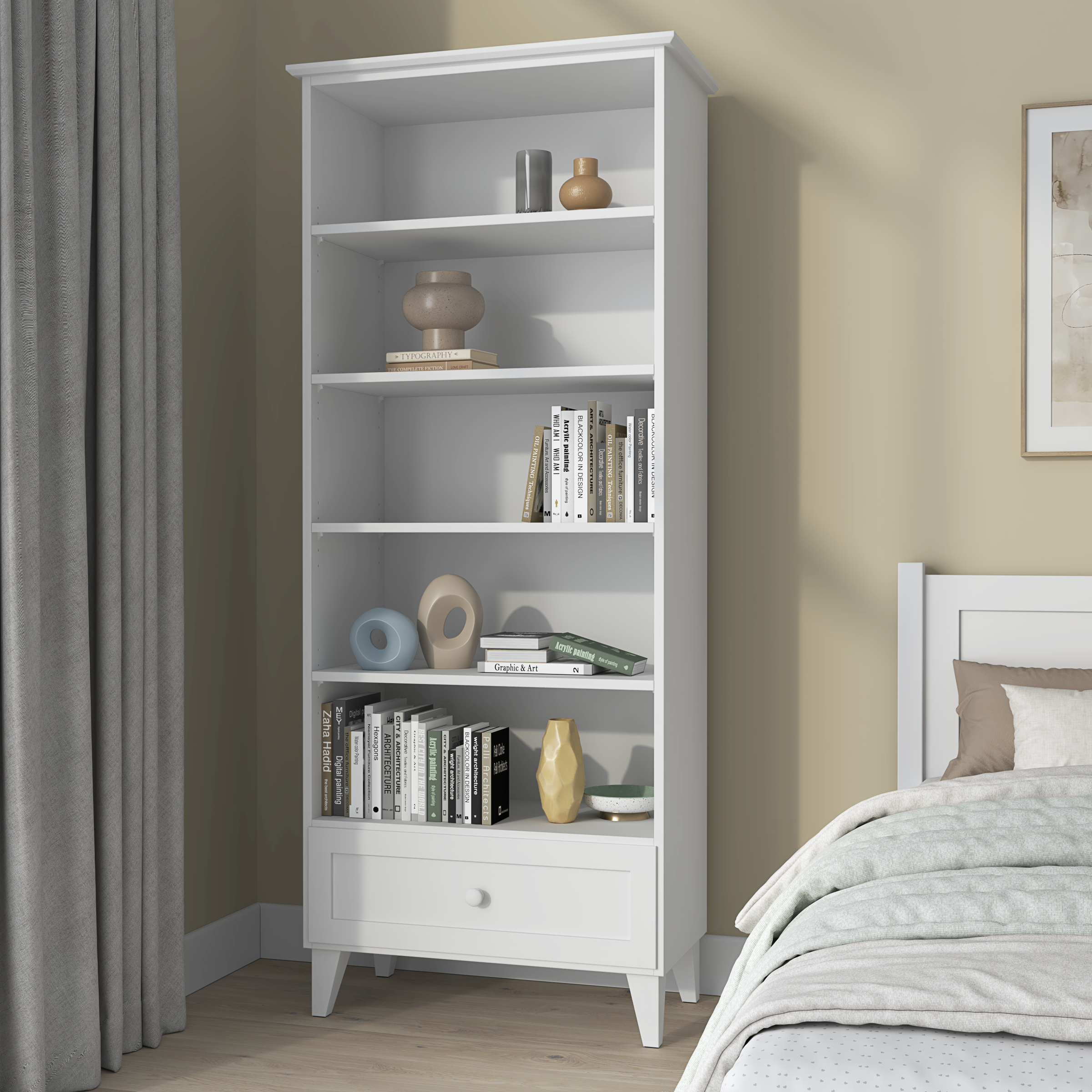 Wooden shelf 1S 80 Scandi white