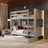 Grey Bunk Bed with Drawer – Wooden Safety Rail and Ladder, Nizio