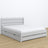 Double bed grey with drawer – wooden headboard, close-up