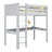 Grey Wooden Loft Bed with Desk – Children’s Room, Scandi Nizio