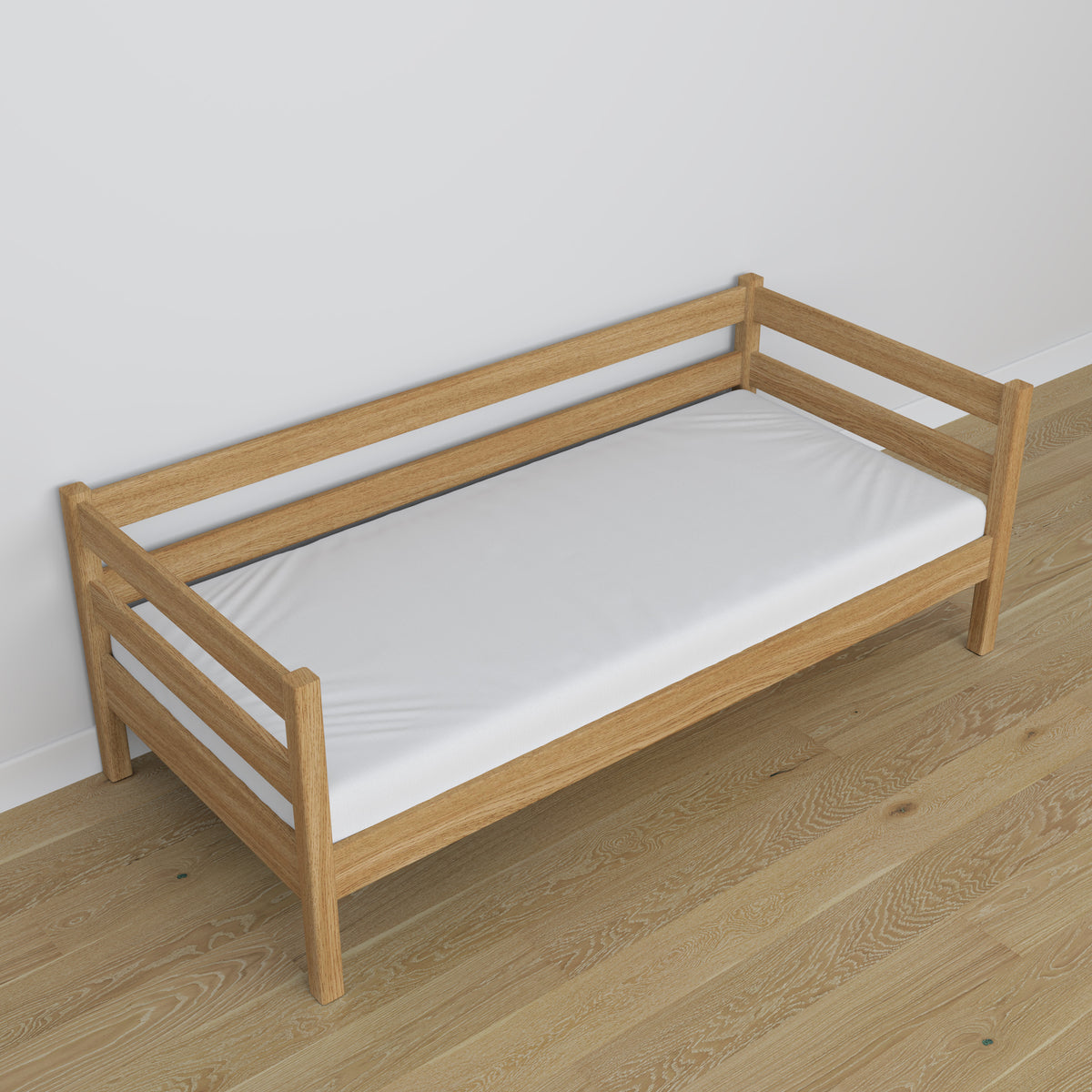 Łóżko sofa dąb naturalny z dębu – wymiary i schemat, Nizio