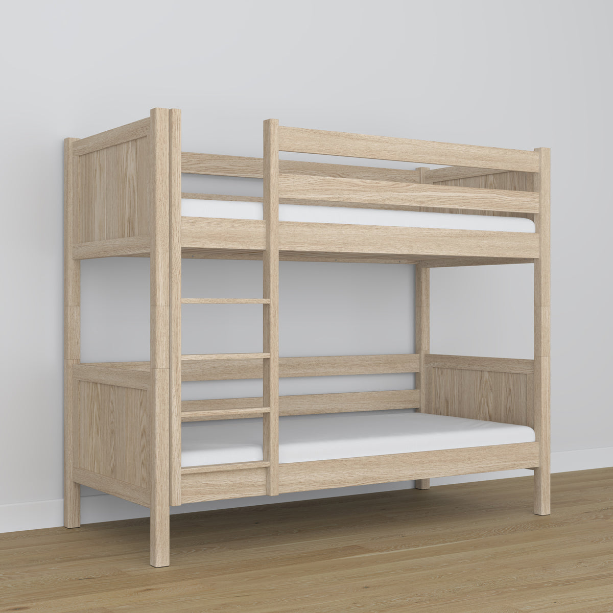 Bleached Oak Oak Bunk Bed – Side View, Nizio Home