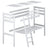 Loft bed natural oak with desk – tabletop and oak joints, close-up