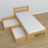Natural pine bed with drawer made of wood – angled view