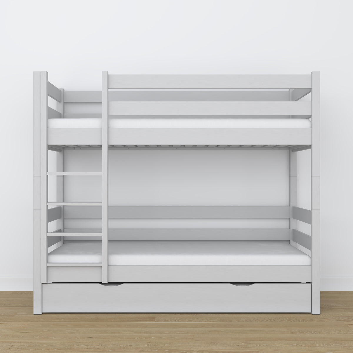 Grey Wooden Bunk Bed – Interior of Mattress Drawer, Children’s Room