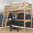 Oak Loft Bed with Desk Natural Oak – Ladder and Safety Rail