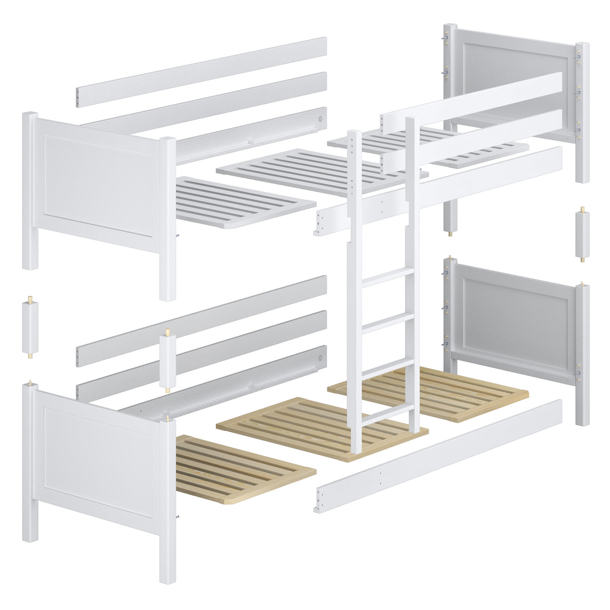 Clear Pine Wooden Bunk Bed – Dimensions and Diagram, Nizio