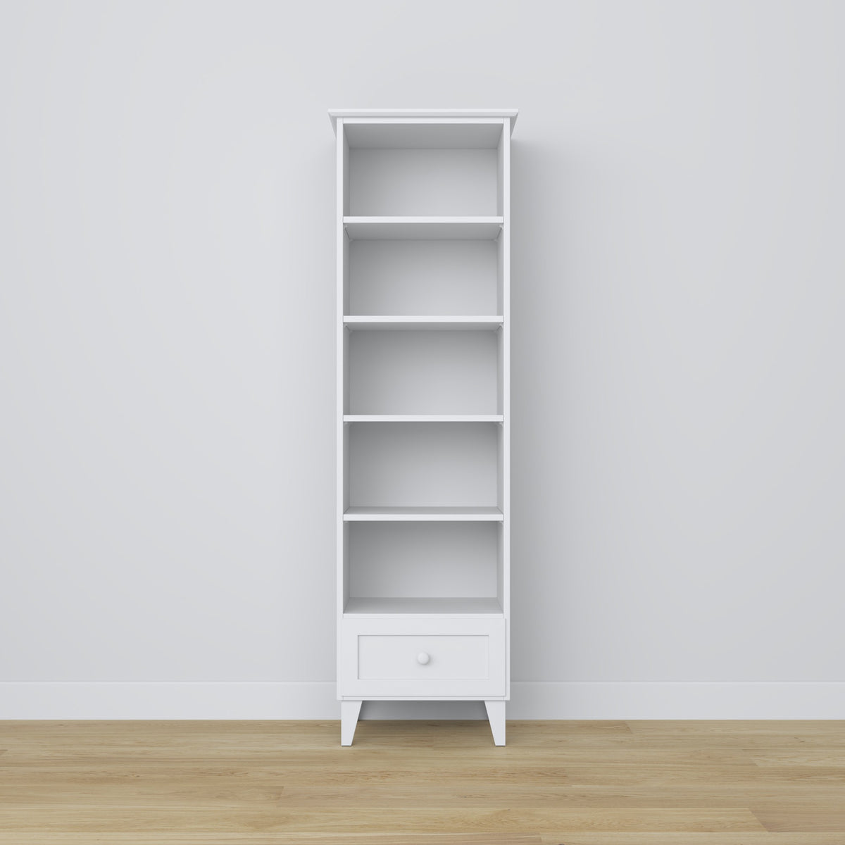 bookcase 1S 57 Scandi wooden in custom RAL/NCS color – solid wood, Nizio