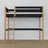 Loft bed black/oak – wooden ladder and safety rail, Nizio Home
