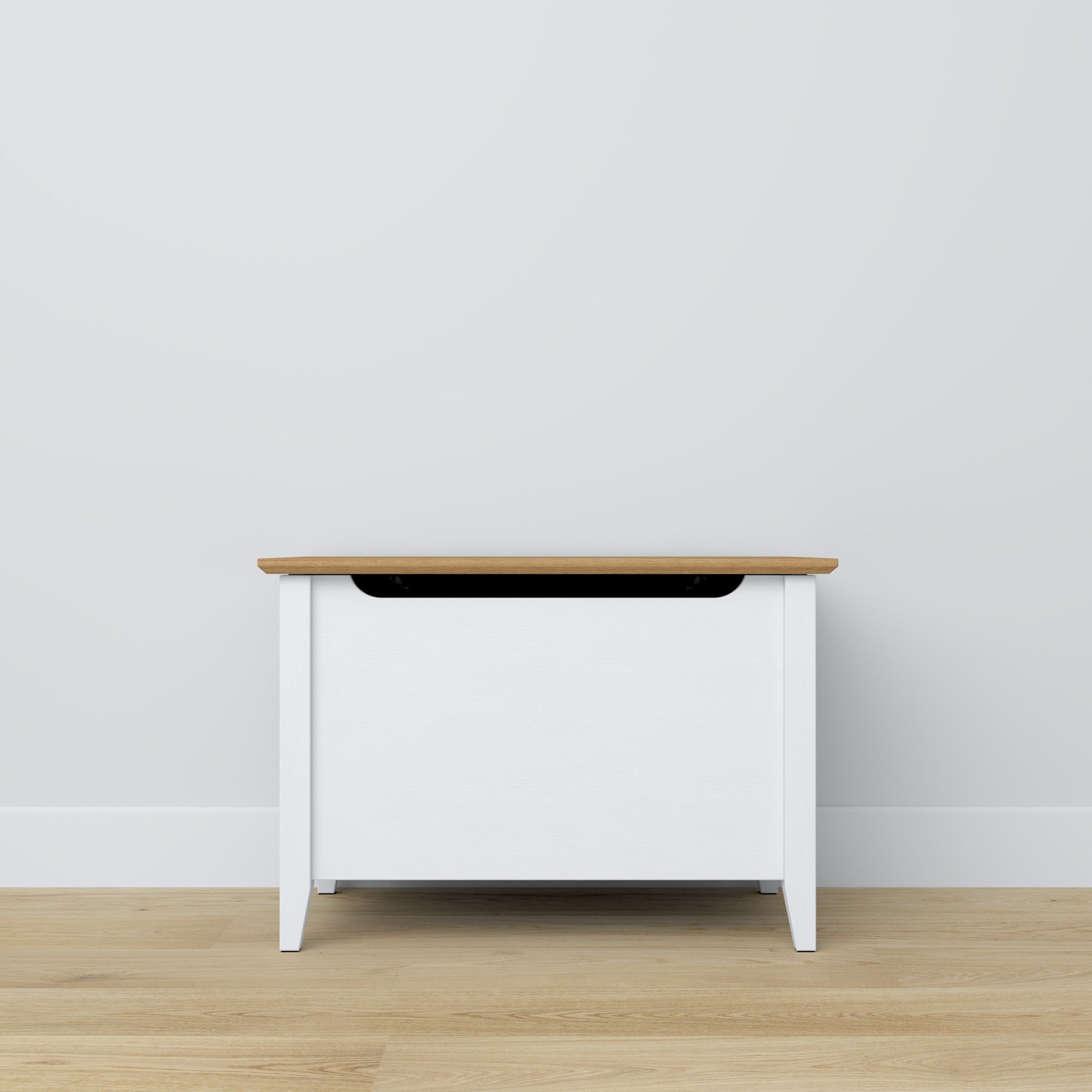 Chest wooden white with oak – storage and seating, Scandinavian style by Nizio