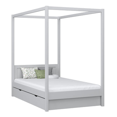 Wooden canopy bed with drawer grey – child’s room, scandi style