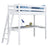 Loft bed white with desk – study space under the sleeping area, wooden