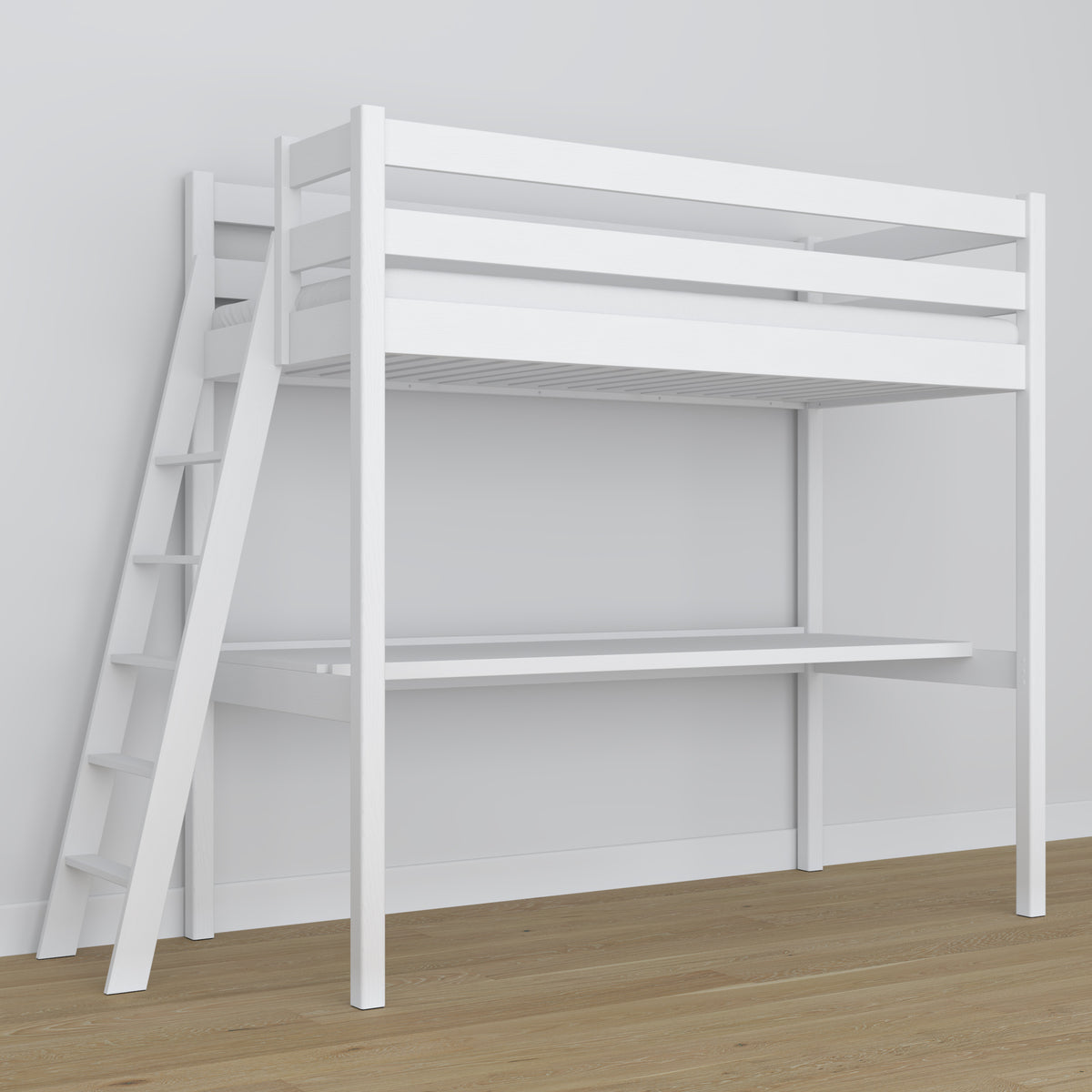 Loft bed with desk white wooden – dimensions, Nizio Home