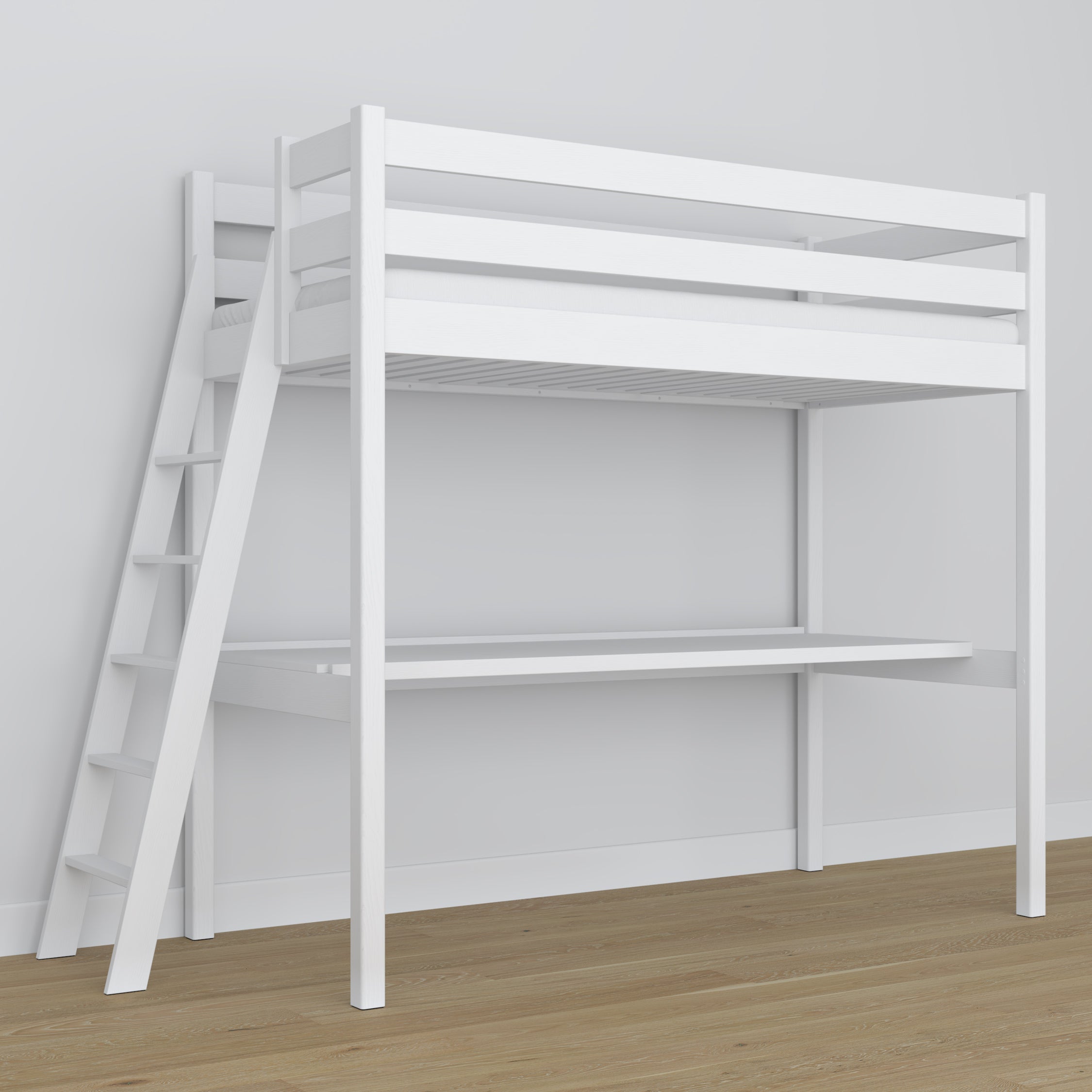 Loft bed with desk white wooden – dimensions, Nizio Home