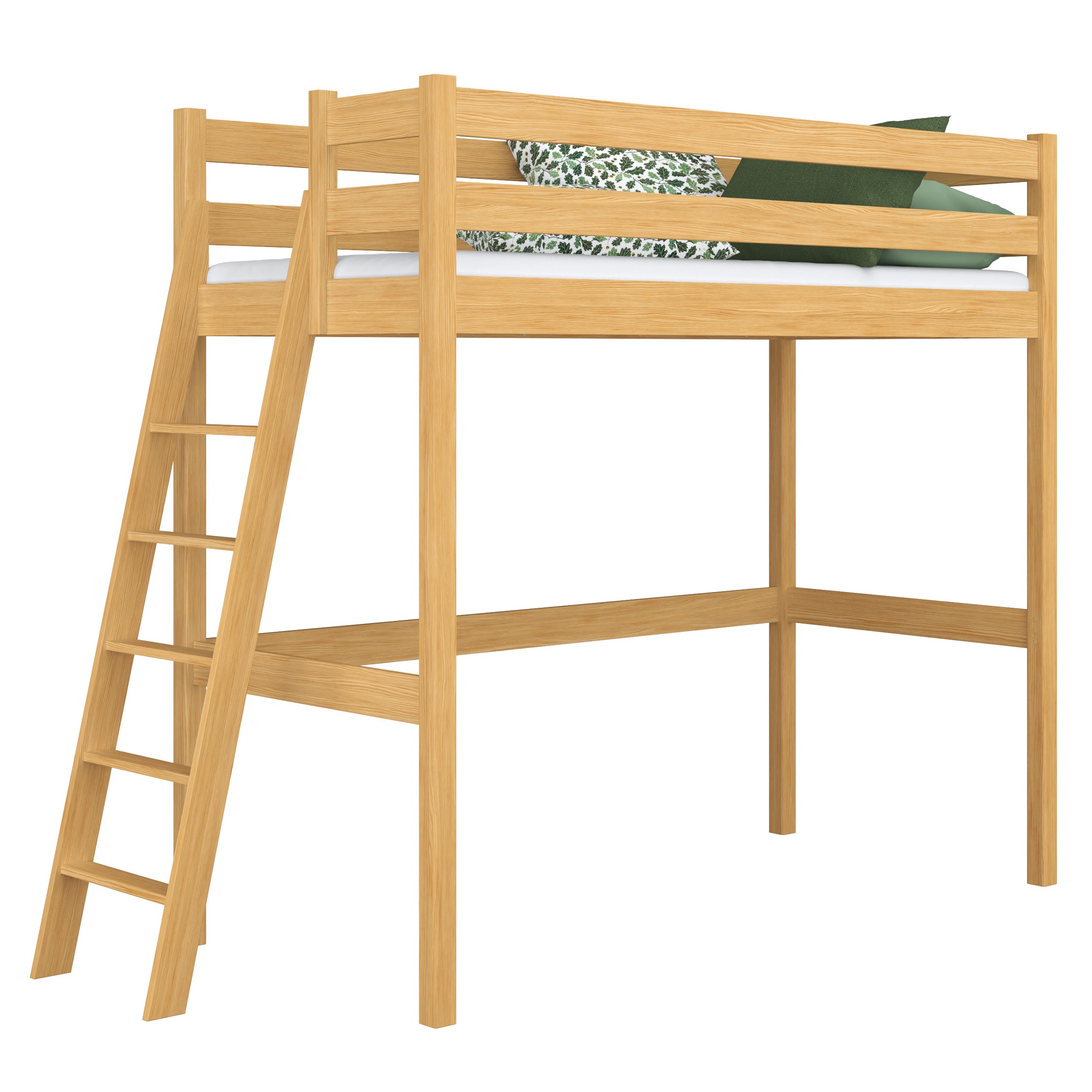 Natural Pine Wooden Loft Bed – Children’s Room, Solid Wood, Scandi Style