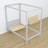 Wooden grey canopy bed – scandi child’s room arrangement