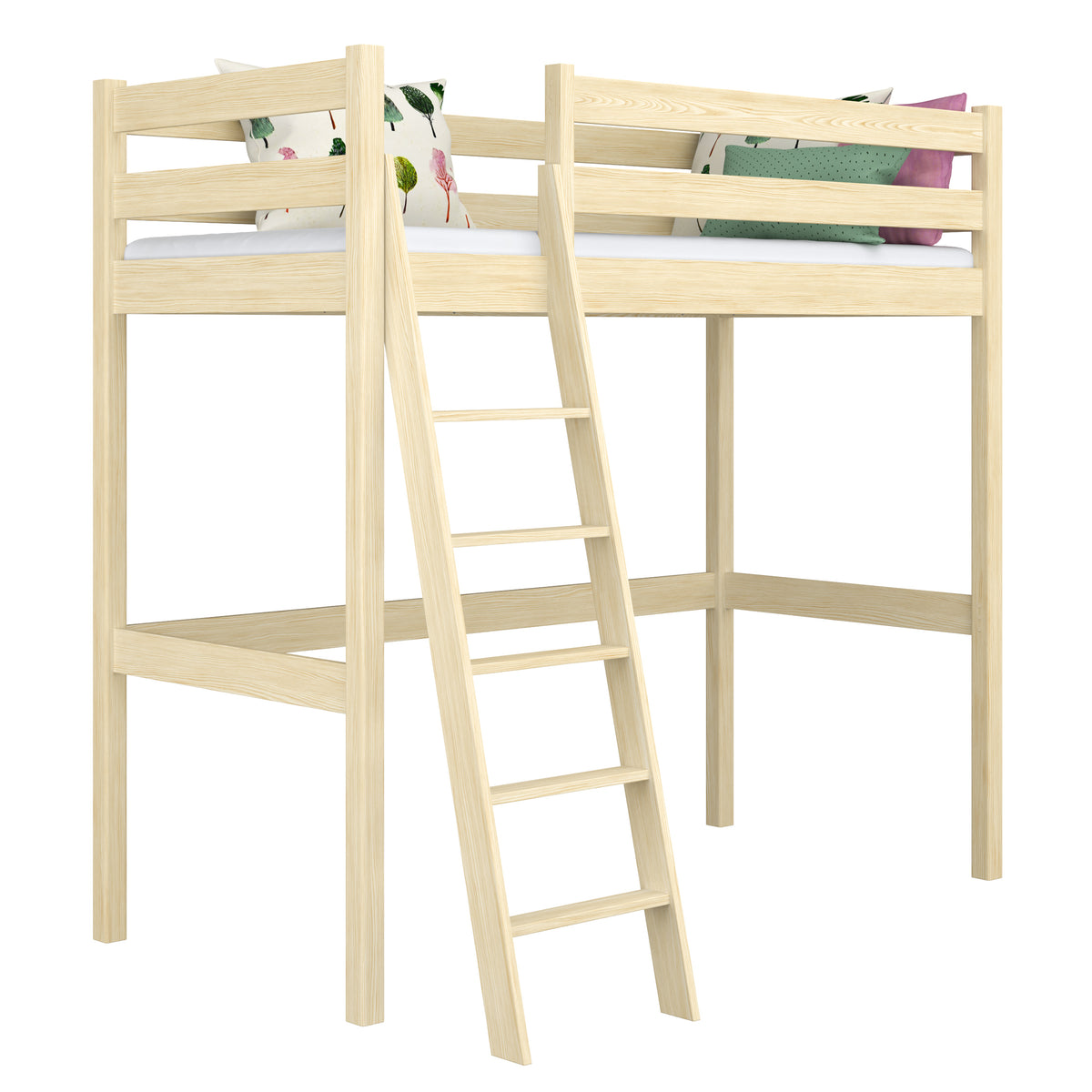 Clear Pine Wooden Loft Bed – Children’s Room, Solid Wood, Scandi Style