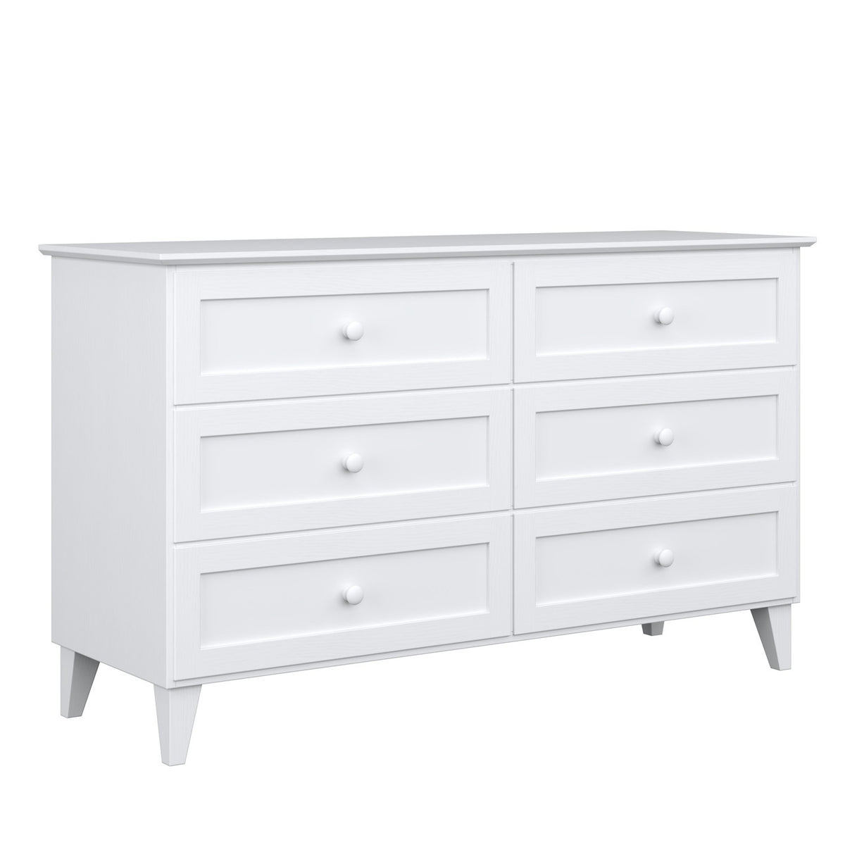 Komoda 6S biały 154 cm z drewna – wymiary i schemat, Nizio