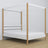 Double bed white and oak with canopy – decorative wooden frame, scandi