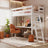 White Wooden Loft Bed with Desk – Ladder and Safety Rail