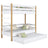 White and Oak Wooden Bunk Bed – Ladder, Rails, Drawer for Extra Mattress
