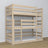 Triple bunk bed wooden bleached oak – maximum use of room space