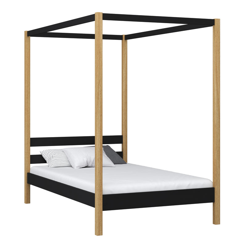 Wooden black-oak canopy bed – child’s room, Scandinavian style, Nizio
