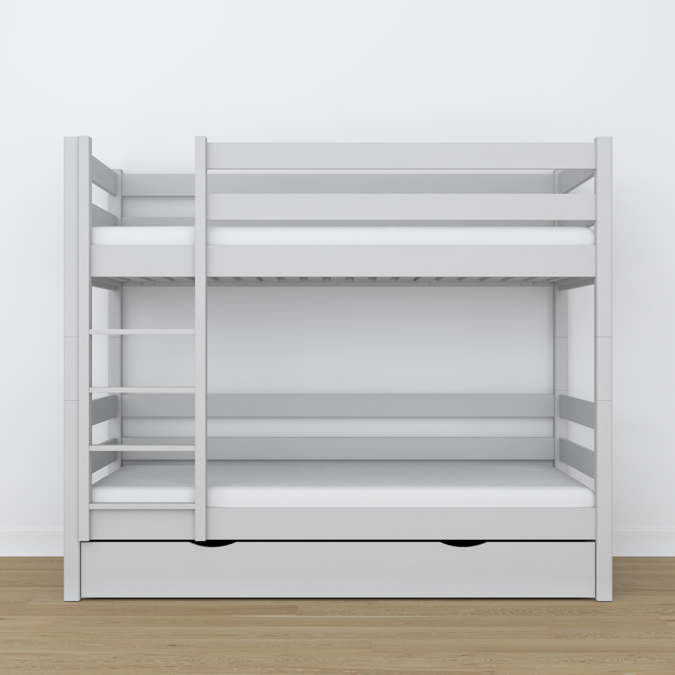 Grey Wooden Bunk Bed – Ladder and Joint Details, Children’s Room