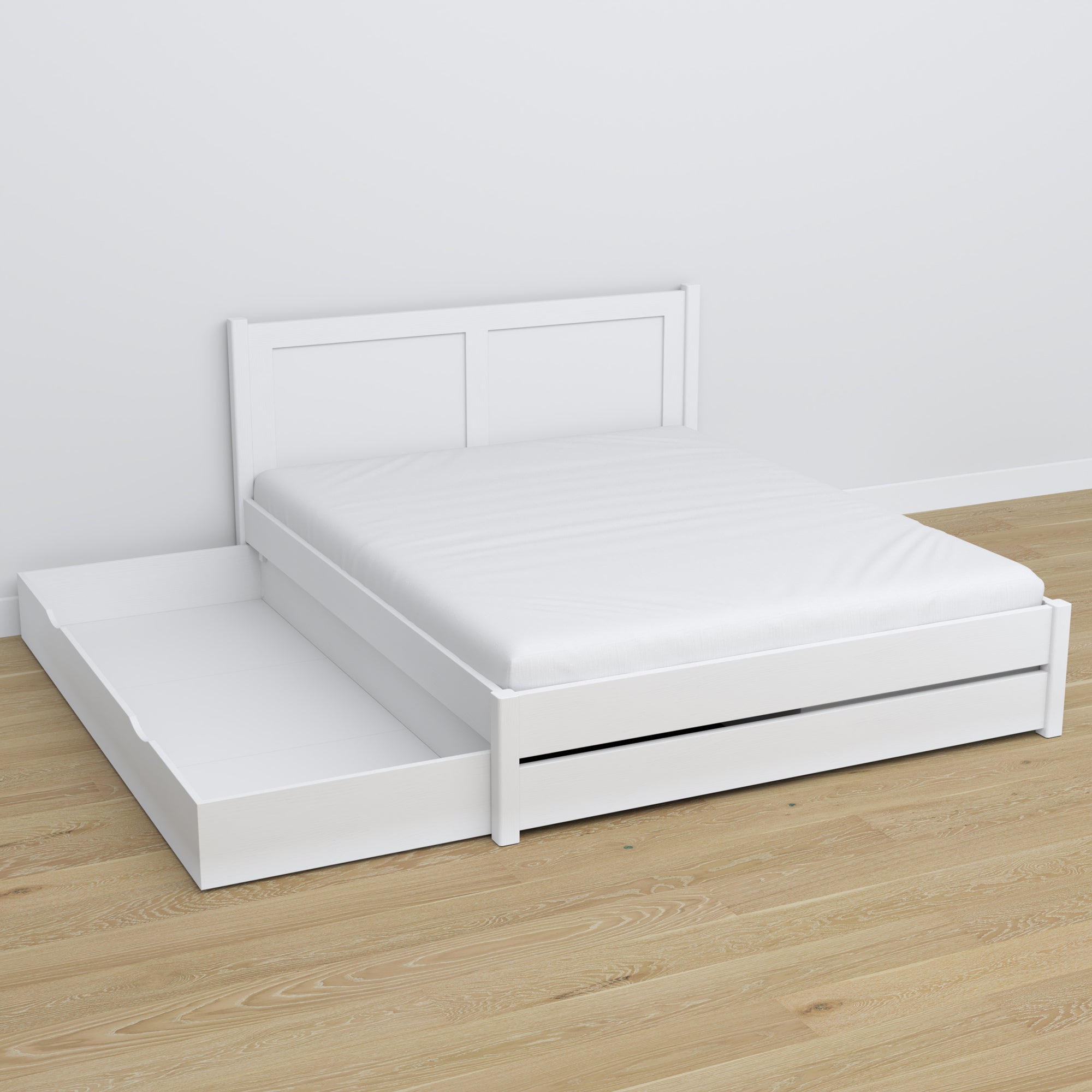 Double bed white with drawer in bedroom – Scandinavian arrangement