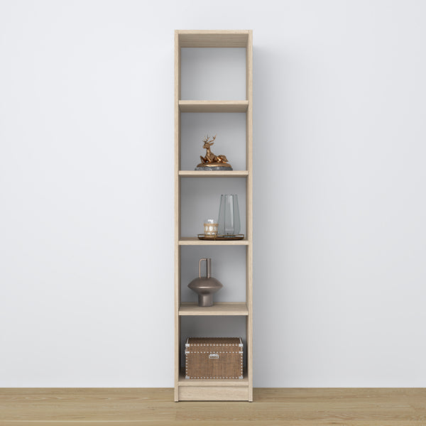 Bookcase bleached oak – oak, front view, all shelves, Nizio
