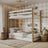 White and Oak Bunk Bed with Mattress Drawer – Safety Rail, Wooden, Nizio Home
