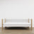 Sofa bed wooden white with oak – view from the headboard, children’s room