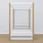 Bed white/oak canopy bed with drawer – side view, wooden, Nizio