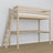 Loft bed bleached oak – oak desk under the sleeping area, scandi children’s room