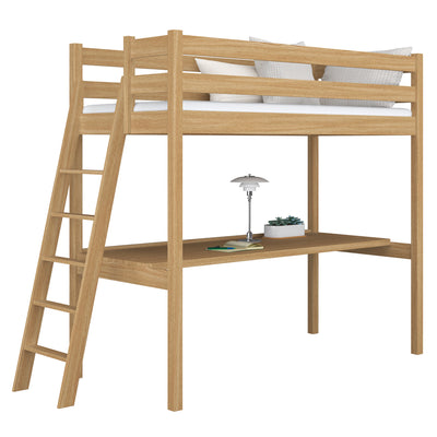 Oak Loft Bed with Desk Natural Oak – Children’s Room, Scandi Nizio