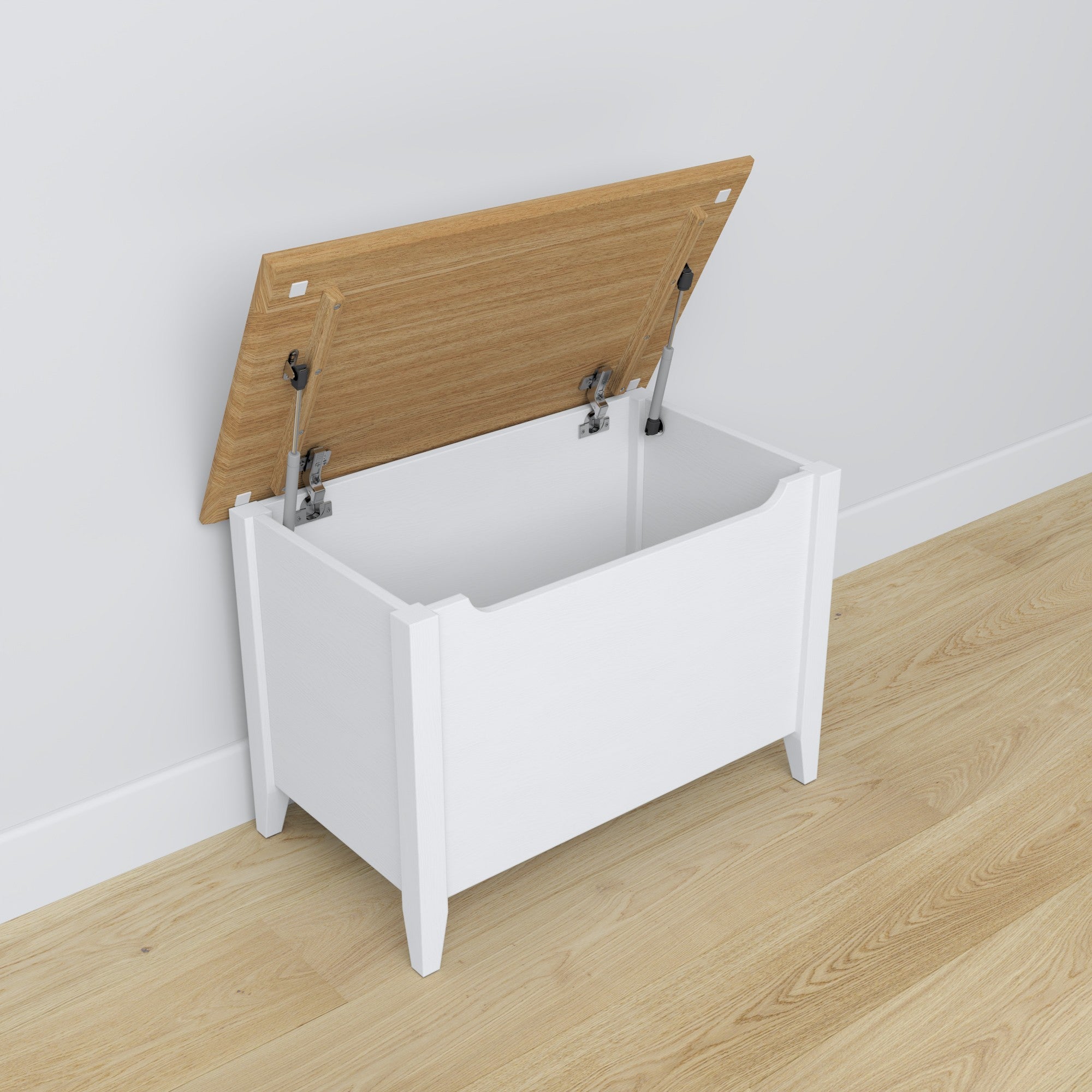 Chest wooden white with oak in living room or bedroom – Scandinavian arrangement