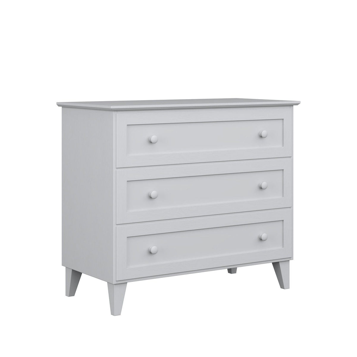 Komoda 3S drewniane popielaty 105 cm w sypialni – aranżacja skandynawska