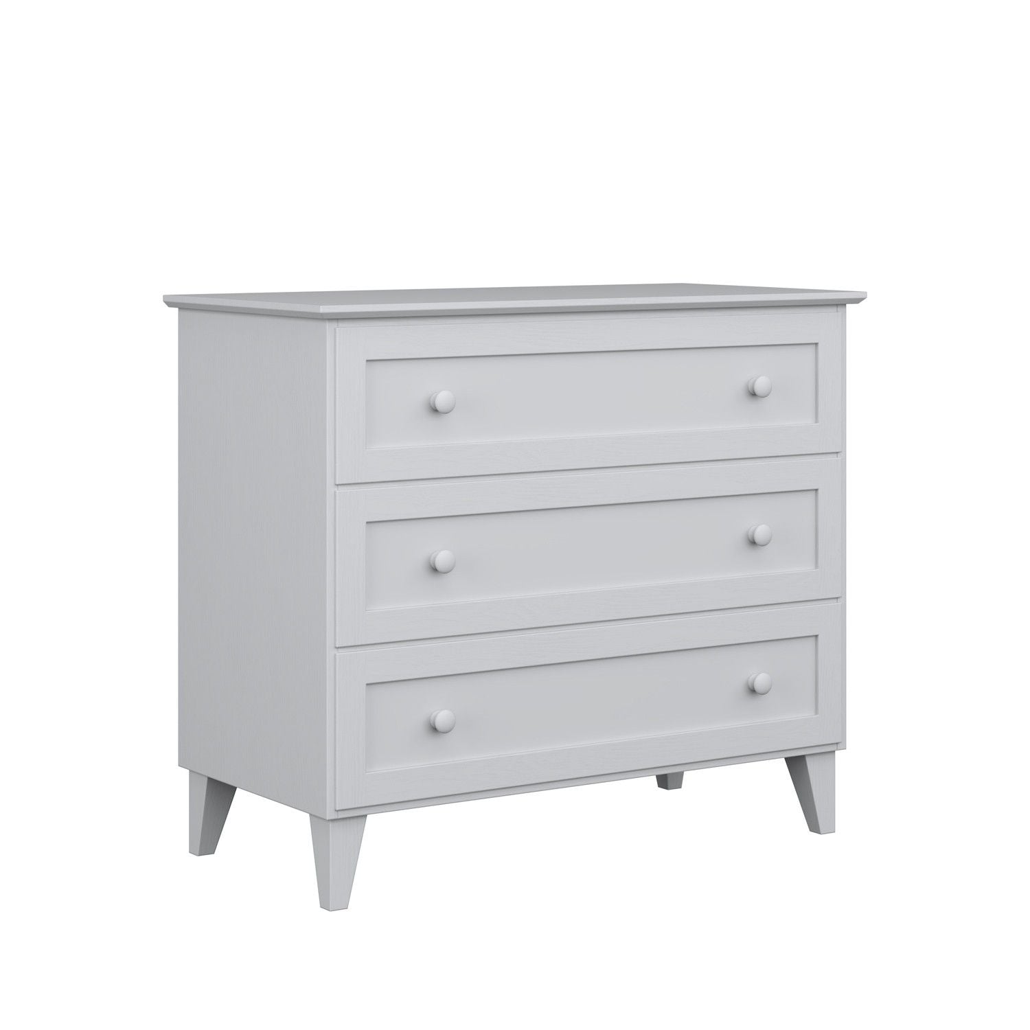 Komoda 3S drewniane popielaty 105 cm w sypialni – aranżacja skandynawska