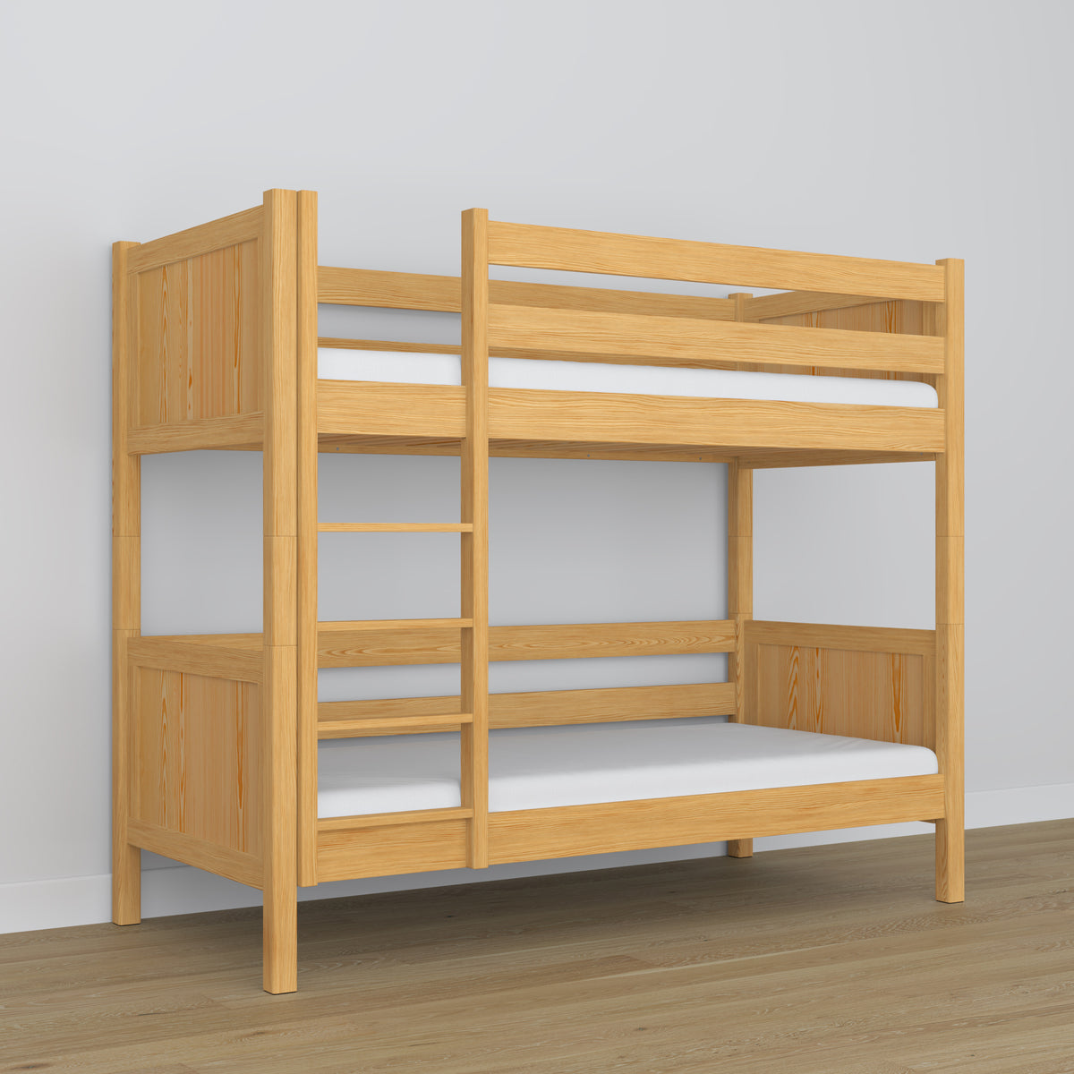 Natural Pine Wooden Bunk Bed – Two Sleeping Areas in One, Safe Construction