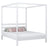 Double bed with canopy white – wooden slatted frame and slats, Nizio