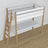 White and Oak Wooden Loft Bed with Desk – Ladder and Joint Details