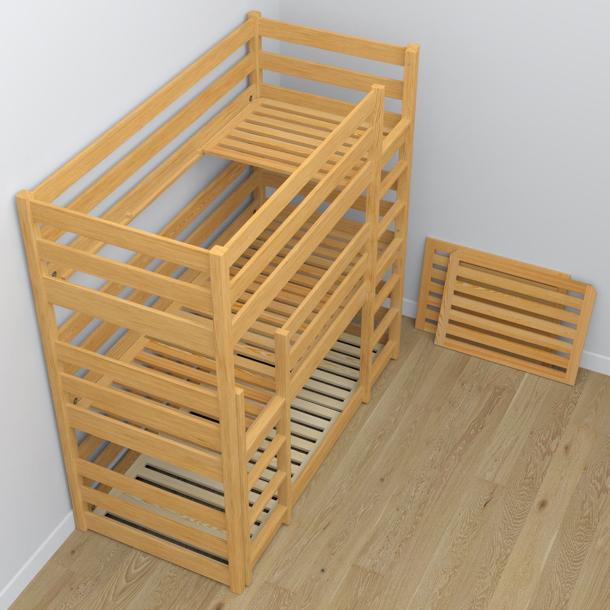Pine slatted base for Nizio triple bunk bed – durable support base
