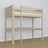Loft bed bleached oak – oak desk under the sleeping area, scandi children’s room