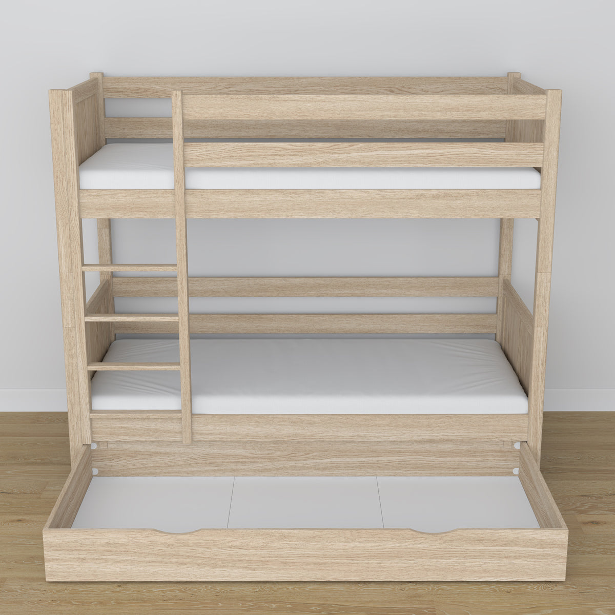 Oak Bunk Bed Bleached Oak with Drawer – Dimensions and Diagram, Nizio