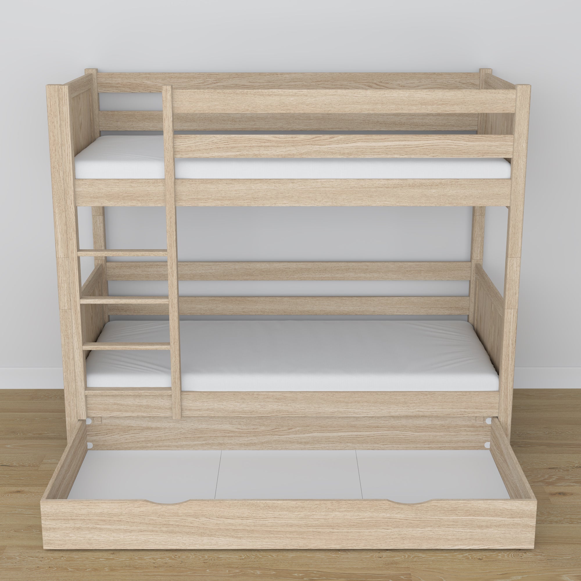Oak Bunk Bed Bleached Oak with Drawer – Dimensions and Diagram, Nizio